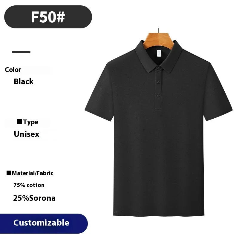 Short sleeve solid colour cotton blend polo shirt for summer business wear, shown in light apricot.