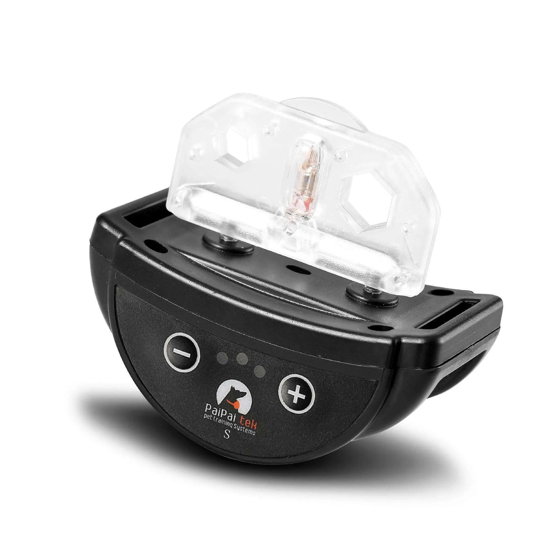 Compact voice control anti-bark collar in black with adjustable sensitivity for medium dogs neck 17-50cm