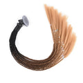 Set of 12 multicolour helmet dirty braids, 55 cm long, on a white background