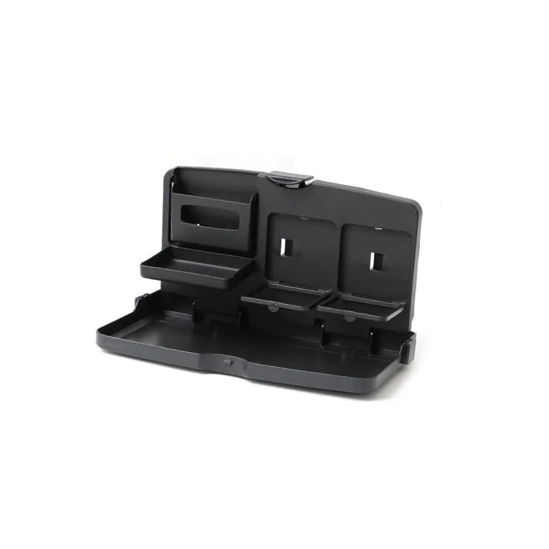 Black foldable car steering wheel tray with laptop and cup holder on a 42x28cm ABS surface