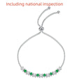 925 silver bracelet with round emerald in diamond cut, 3.0mm width, fresh women's style