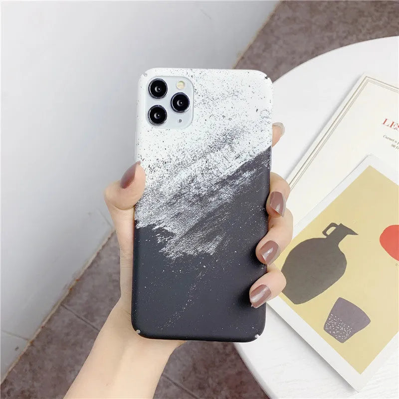 Marbled geometric pattern mobile phone case for iPhone and Samsung models