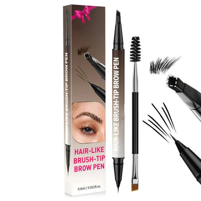 Waterproof double-headed eyebrow pencil with pencil and powder ends in five shades