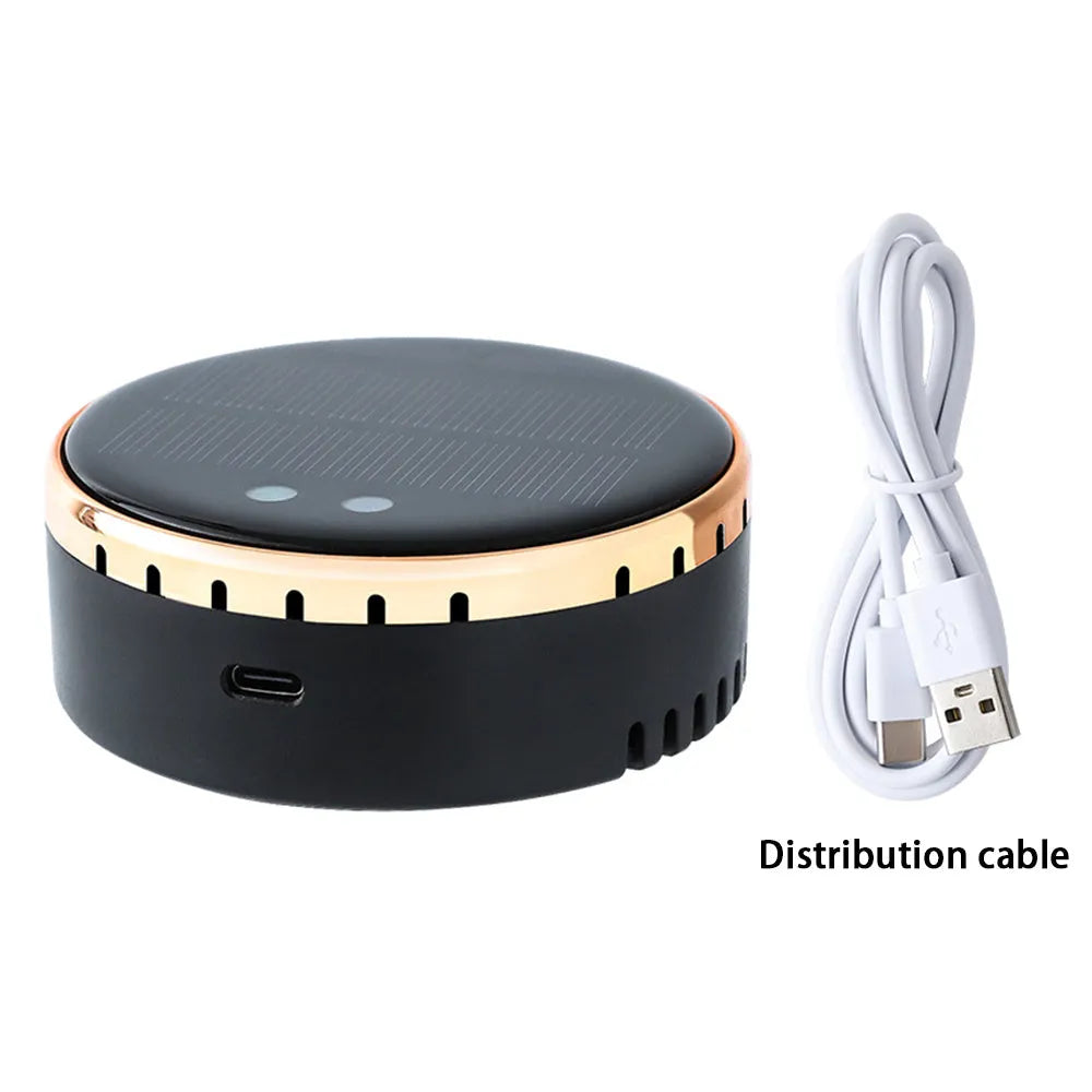 Solar-powered car air humidifier mounted on a vehicle vent in black, gold, or red.