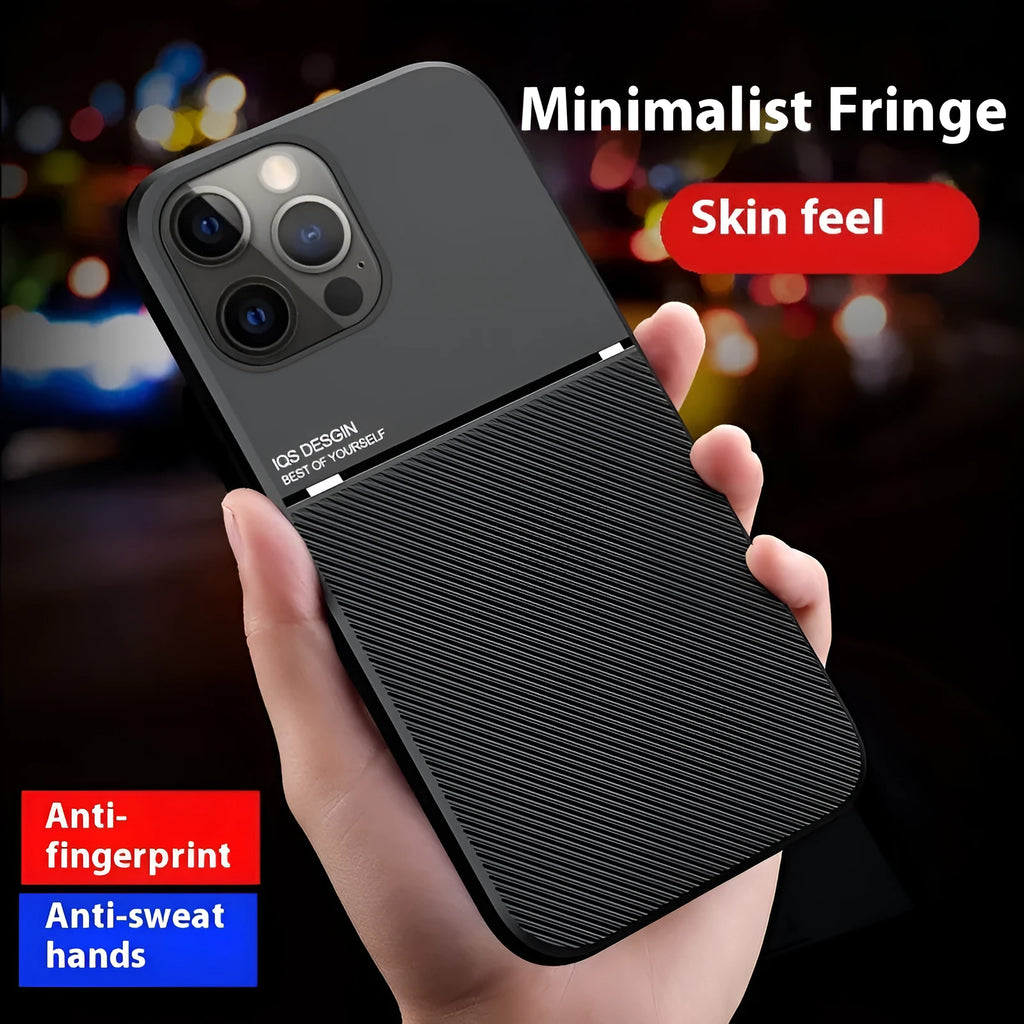 Silicone magnetic phone case for Apple iPhone 14 Pro Max in black with textured pattern and goat bar design