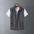 Men's slim fit rabbit fur vest with a hood in army green colour.