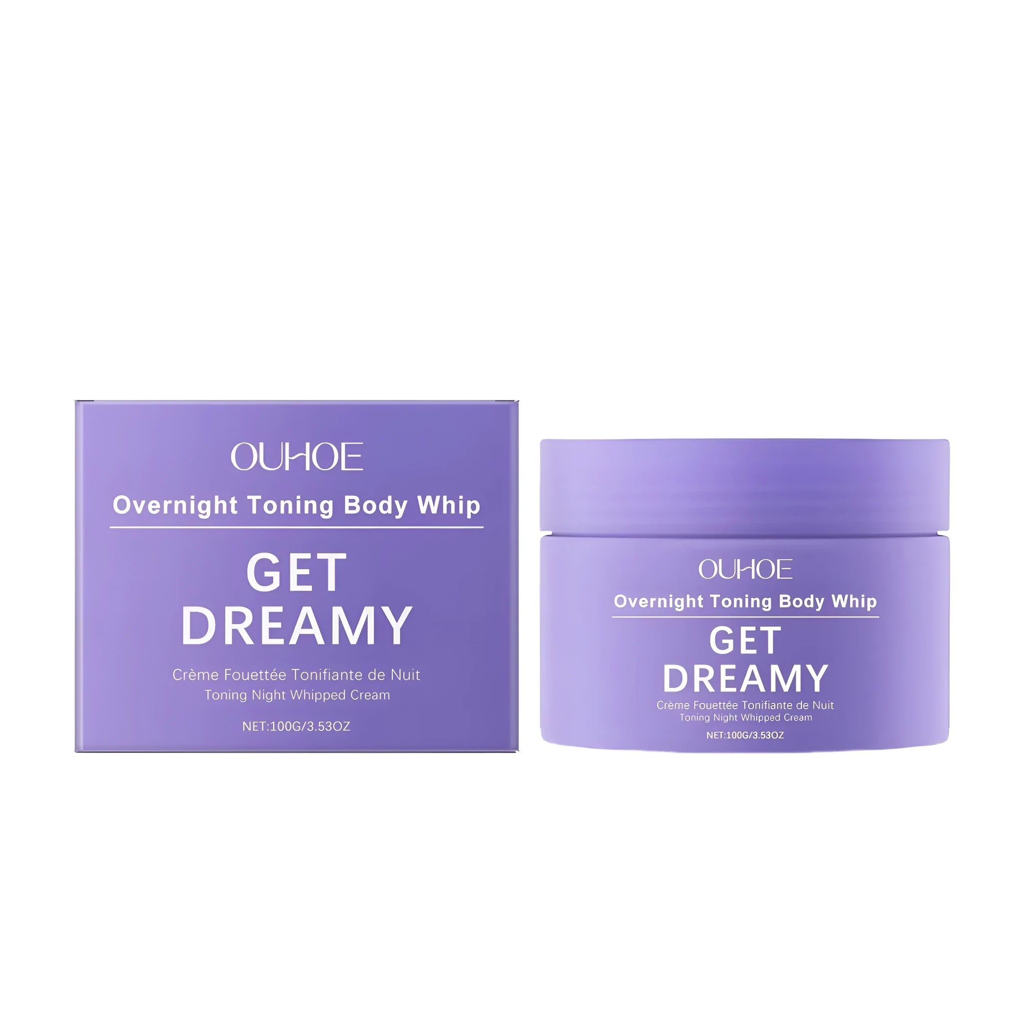 White jar of 100g body firming cream with vitamin E and drunken eggplant root extract.