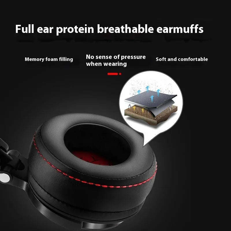Three-frequency balanced head-mounted wired monitoring earphone in Pro 50 black with cable and spring wire