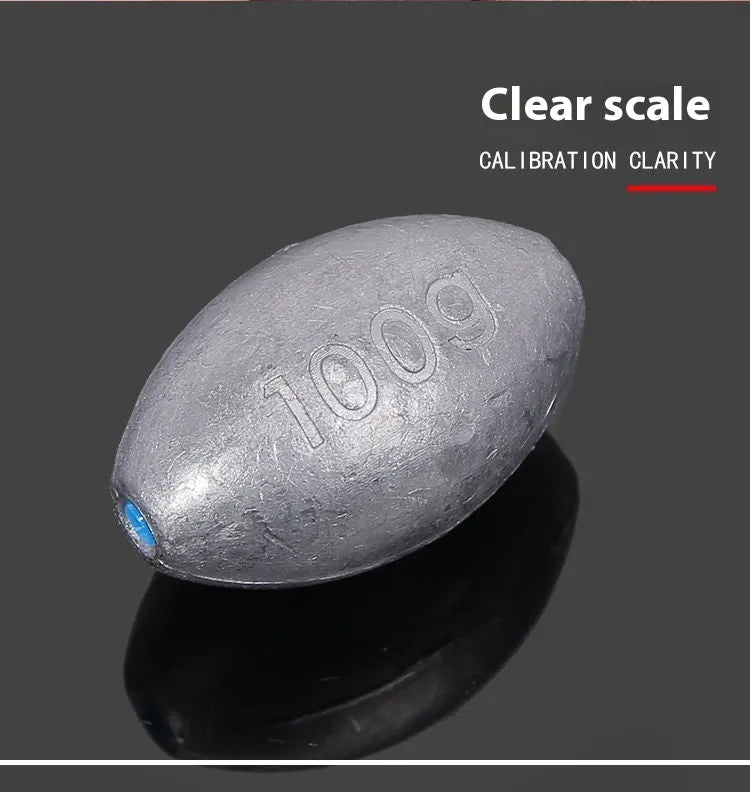 Scaled olive lead fishing sinker with Tongxin plastic core in rugby shape.