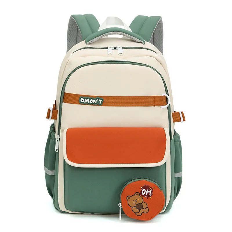 High school campus large capacity commuter backpack Oxford cloth curved shoulder straps 36-55L unisex black colour