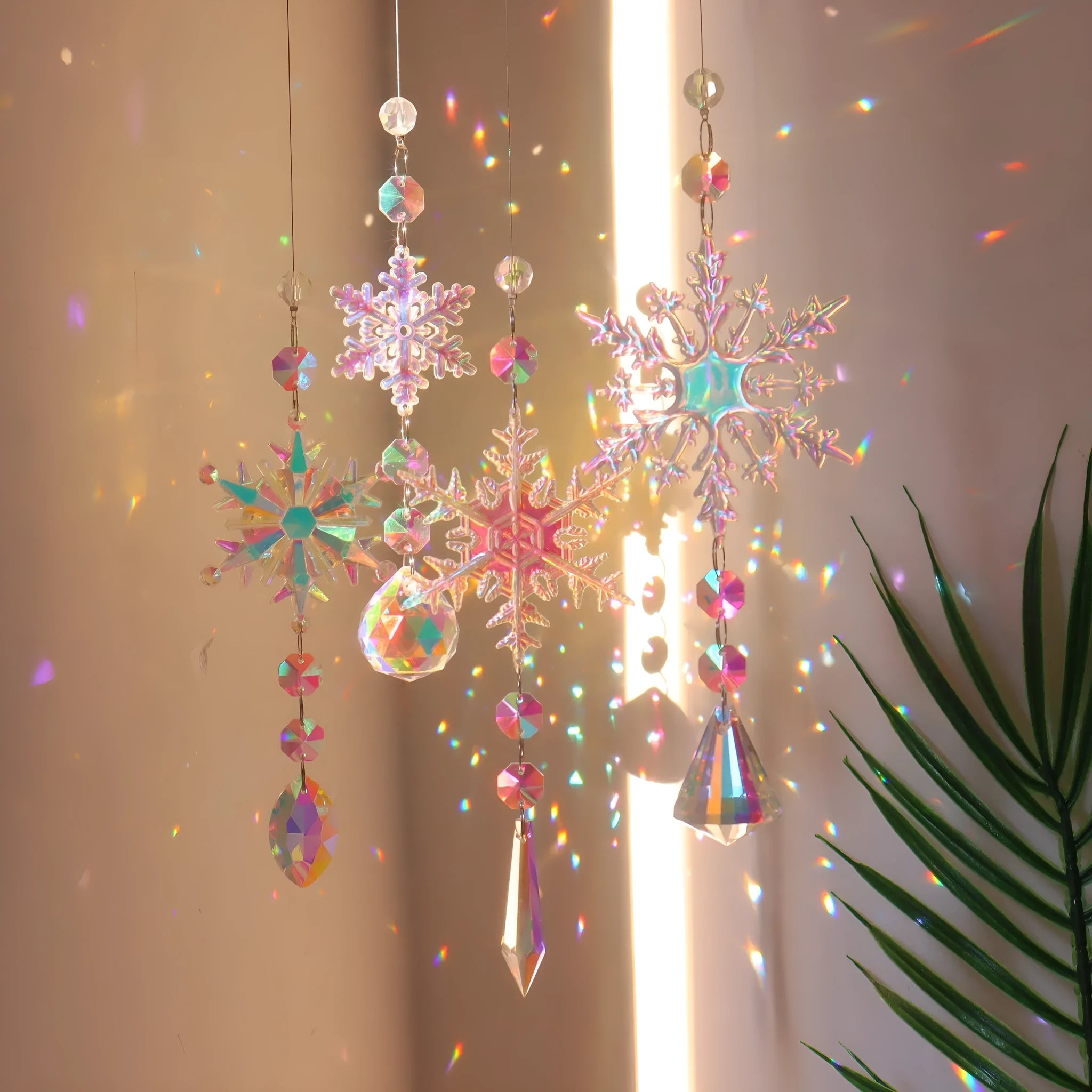 Colourful K9 crystal snowflake sun catcher Christmas decoration with AB designs