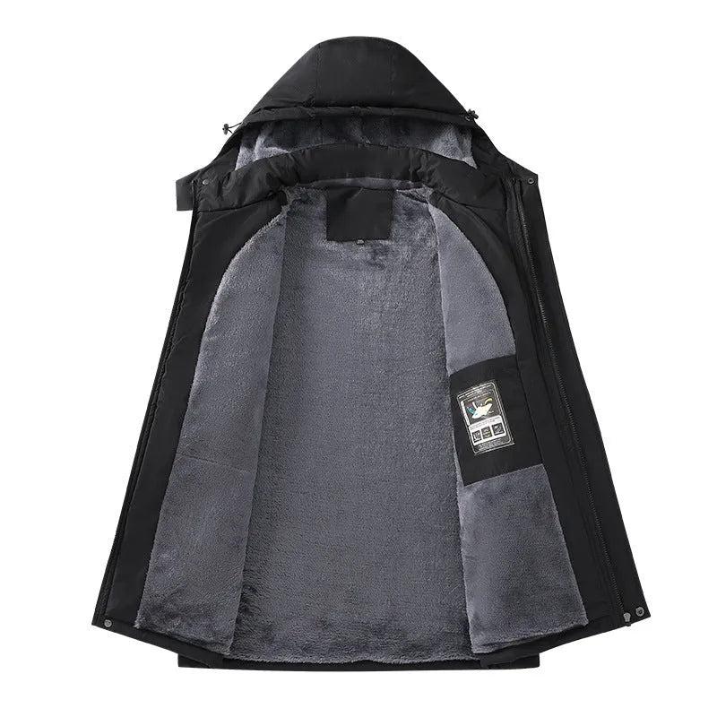 Men's plus size waterproof hooded coat in loose fit design available in multiple colours