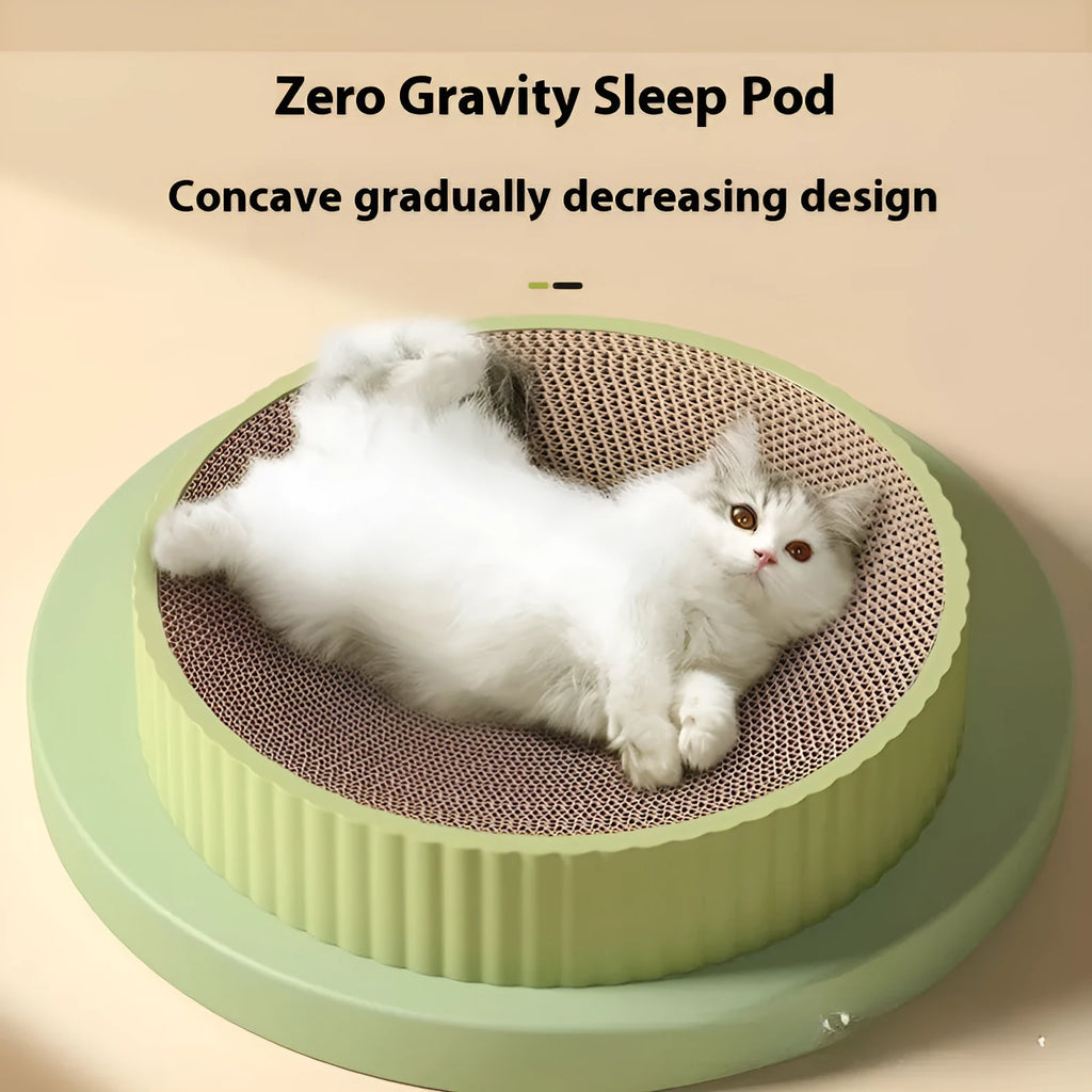 Round green cat scratching board and lounging nest, 55 cm diameter, with replaceable centre
