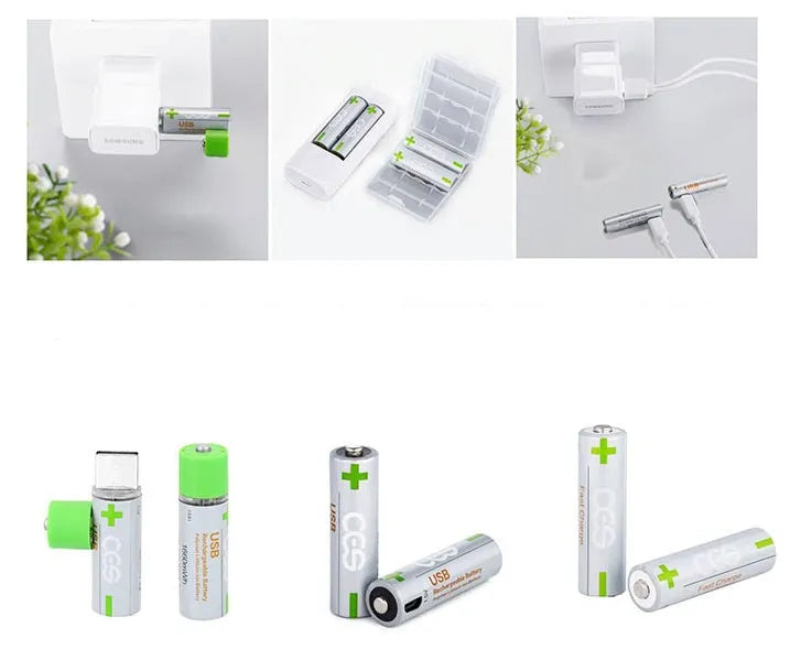 CES U501 USB fast charge AA lithium battery silver green with constant voltage and overcharge protection