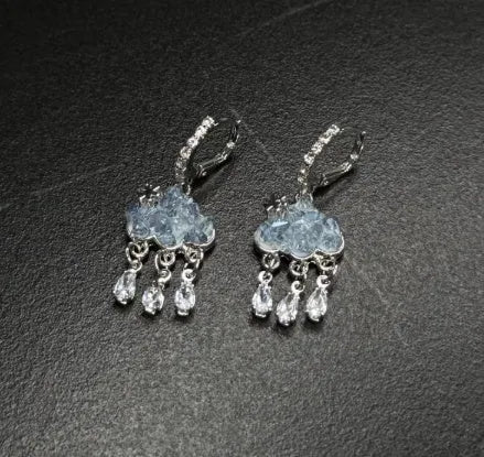 Galvanised geometric Chinese-style earrings with petal elements in zinc alloy