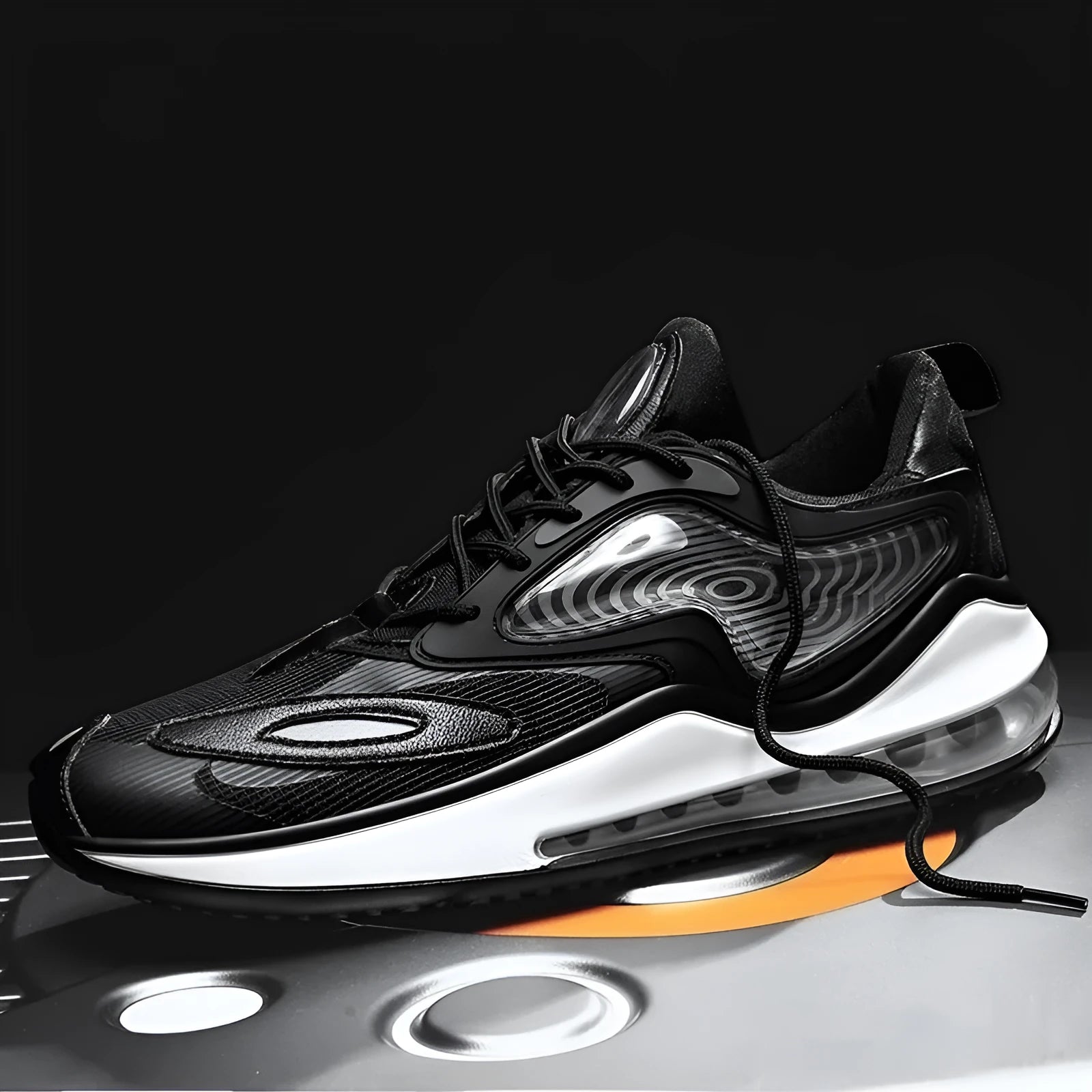 Men's summer air cushion casual sneakers in Space Black colour with rubber sole