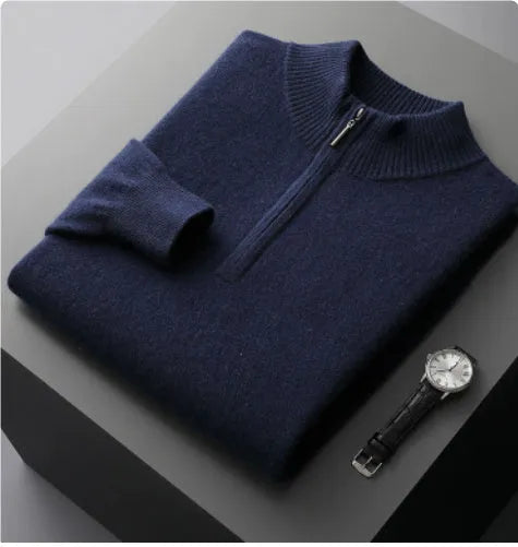 Men's camel coloured thickening pullover top for business casual wear, solid design