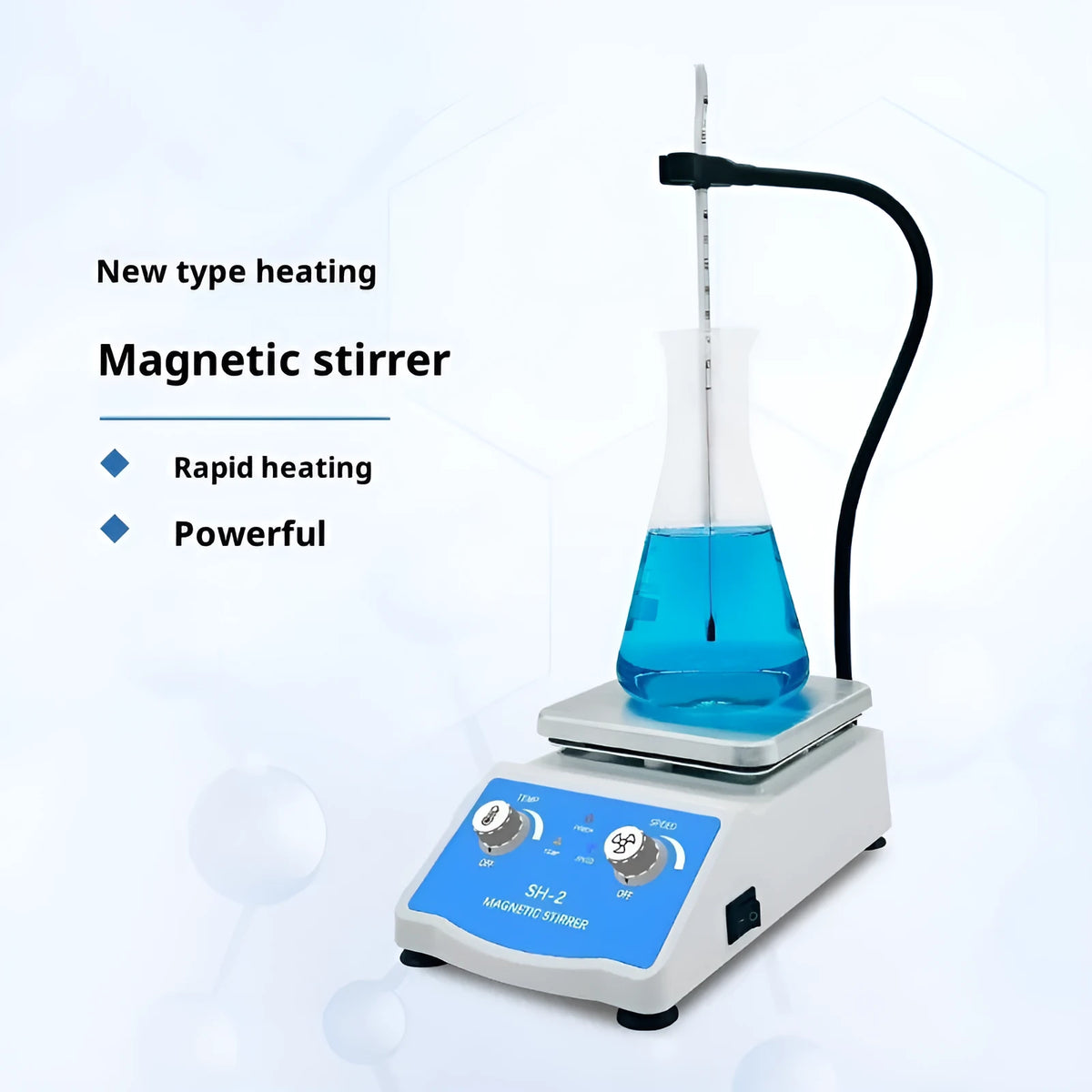 SH-2 magnetic stirrer with heating and speed regulation, 12V, 225 x 126 x 70 mm