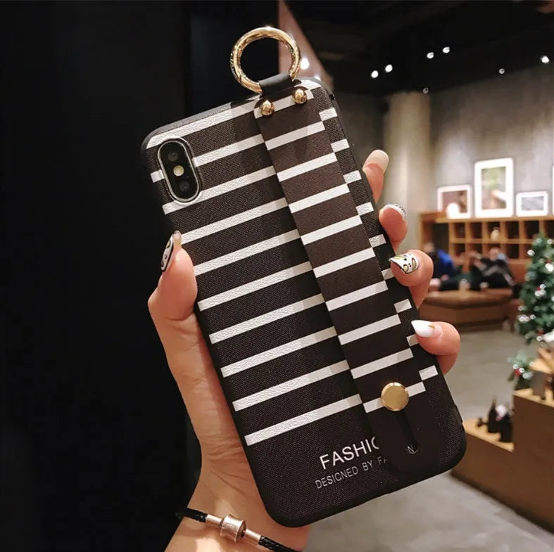 Samsung Galaxy phone case with a flip-out bracket stand on the back, shown in a simple style.