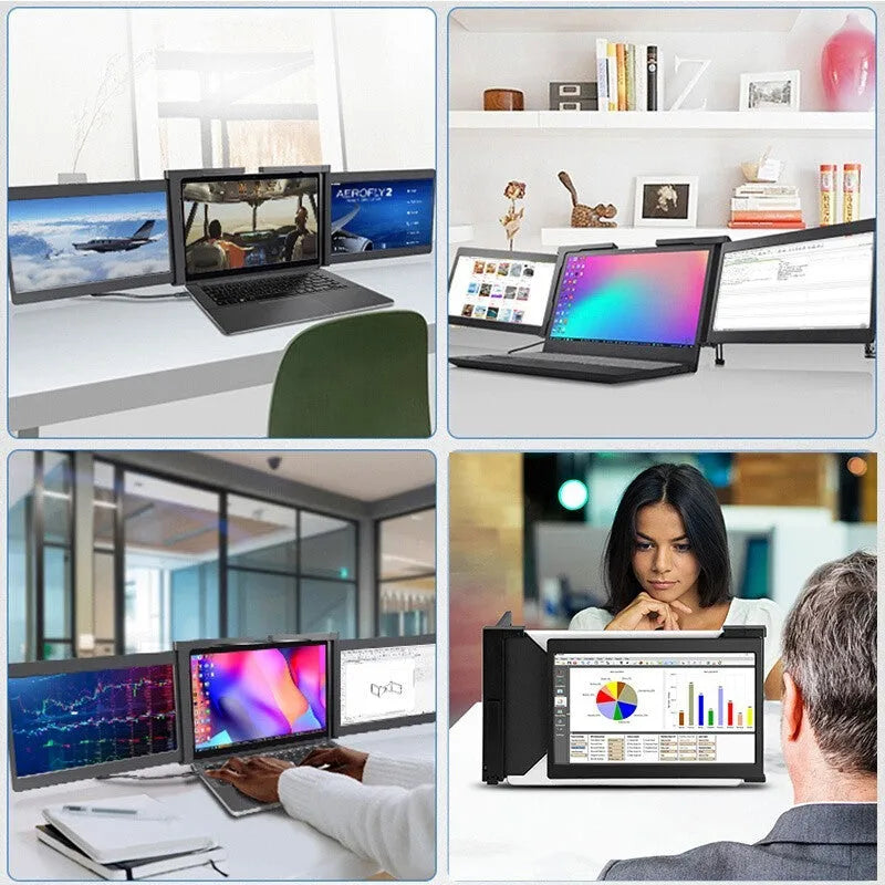 Black portable 12.2-inch IPS dual screen monitor with USB-C and HDMI ports