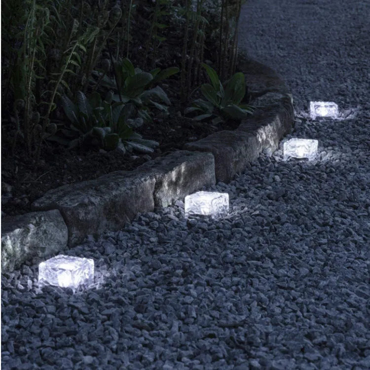 Solar LED floor tile light with acrylic top and polycrystalline panel for outdoor courtyard path lighting in two sizes