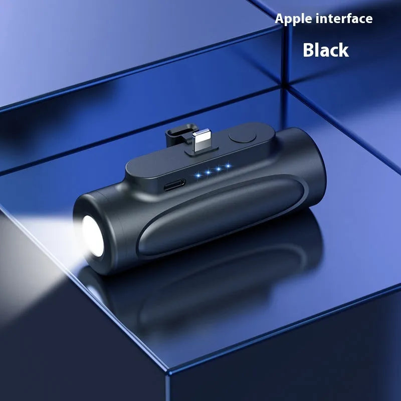 Black Creative Power Bank Glare Flashlight showing USB-C port and LED lens, with dimensions 83mm x 27mm x 41mm.