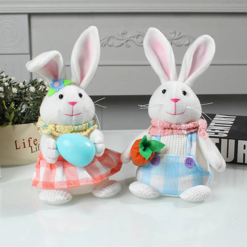 Easter cartoon rabbit tabletop decoration cloth padded cotton plastic 11x11x24cm luminous