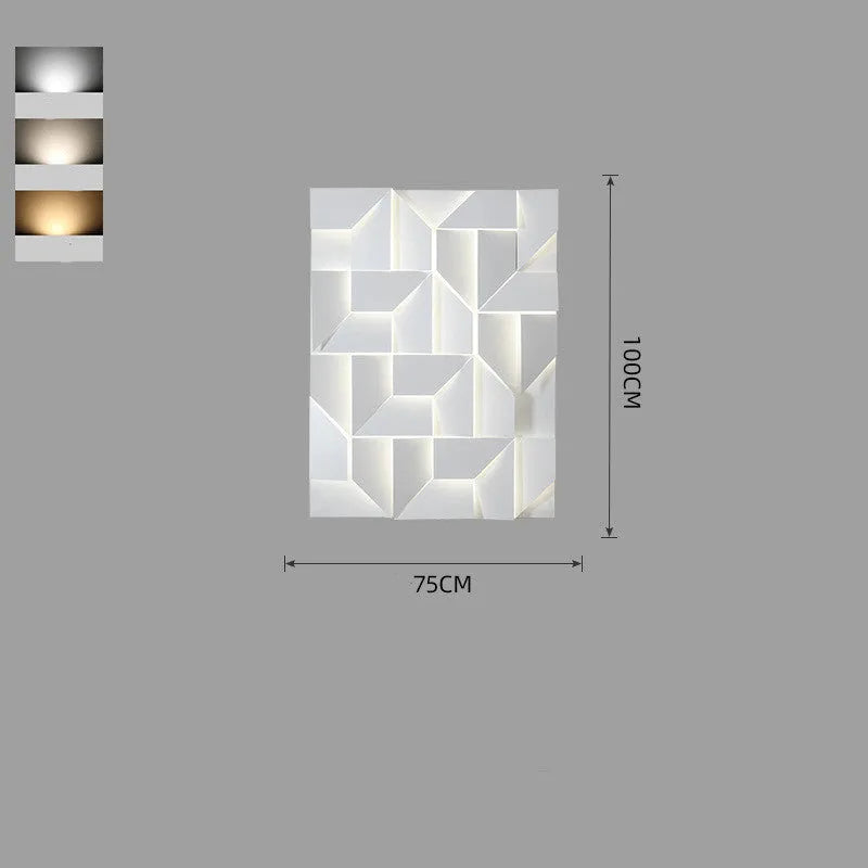 Modern Nordic style wall lamp with rectangular iron shade and dimmable lighting on a living room wall