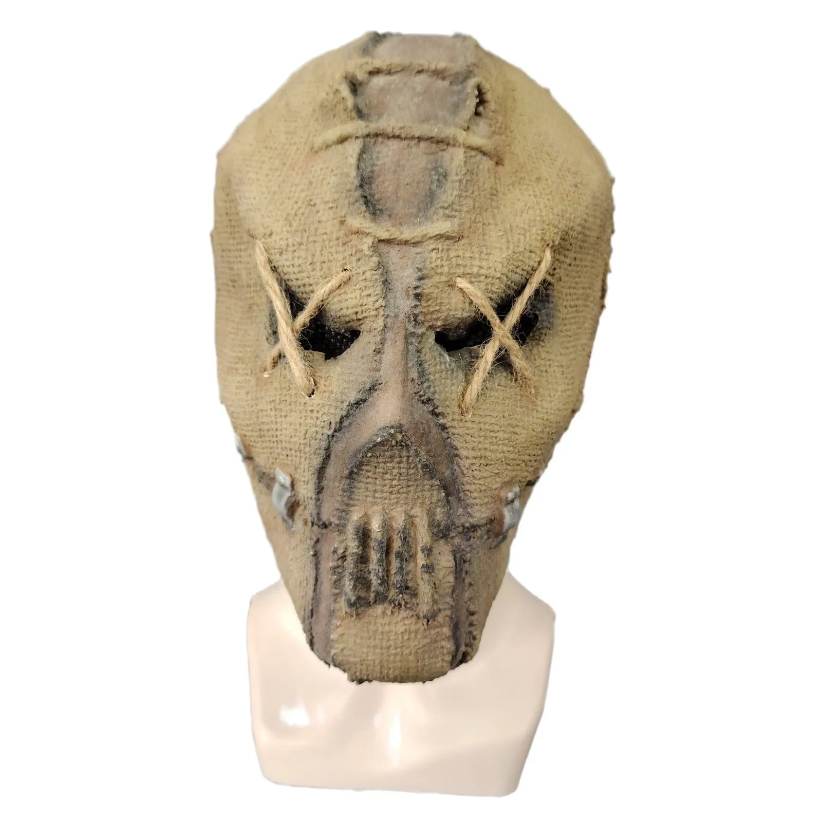 Latex Halloween mask featuring a detailed scar skull design, shown as a full head cover.