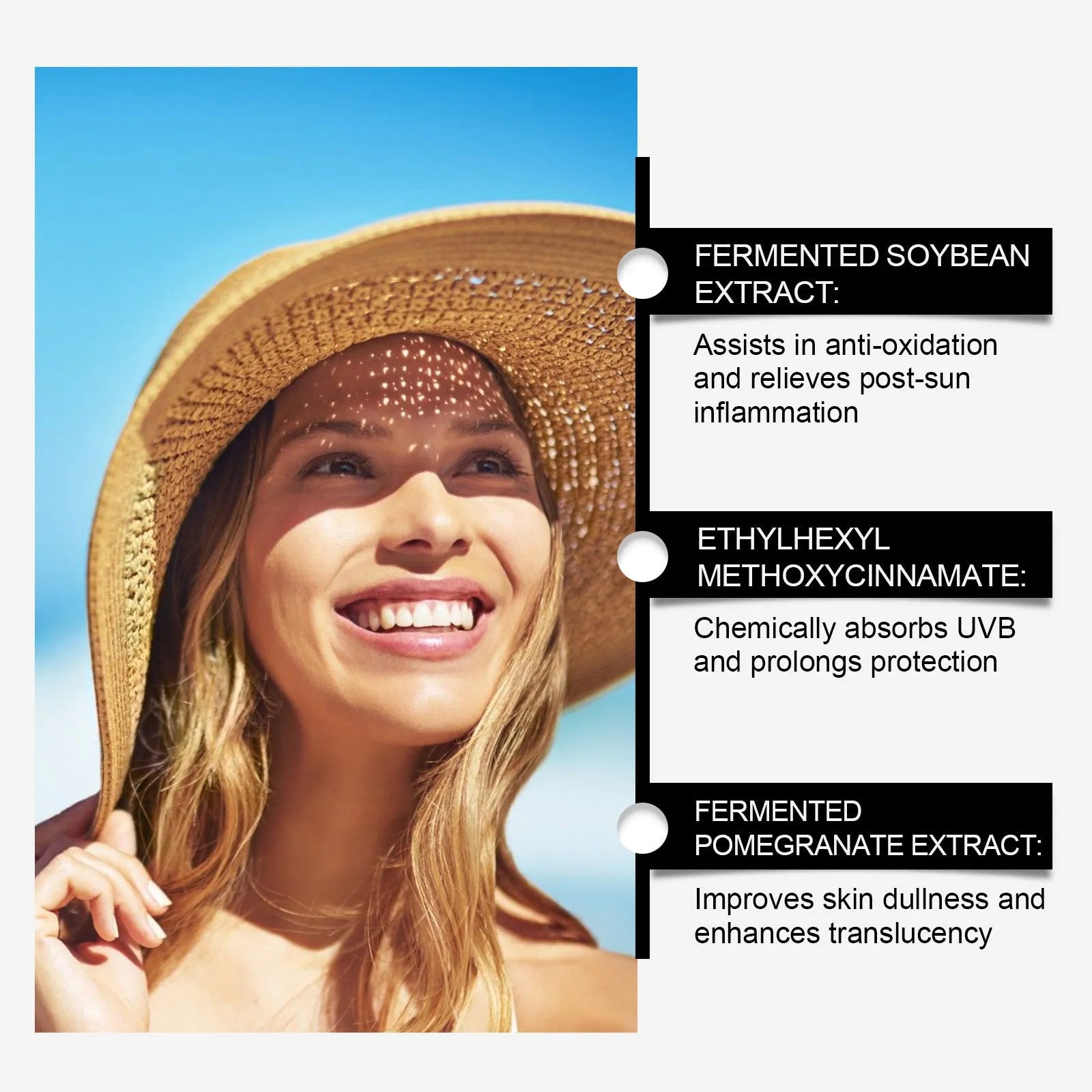 50g tube of Soymilk Protective Cream sunscreen with fermented botanical extracts for summer outdoor use.
