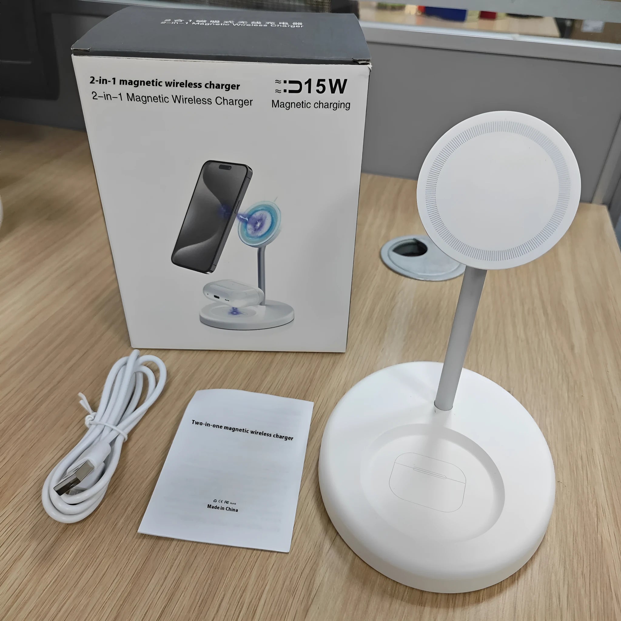 F179-White and F179-Black 30W vertical wireless fast charging stands with a cooling hole.