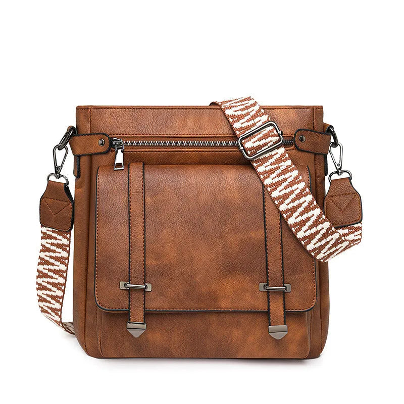Women's multi-pocket bucket bag in medium-soft PU, six colour options available