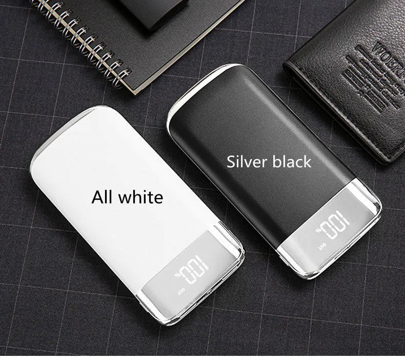 Portable display power bank with full screen and large capacity 10000mAh in white plastic shell