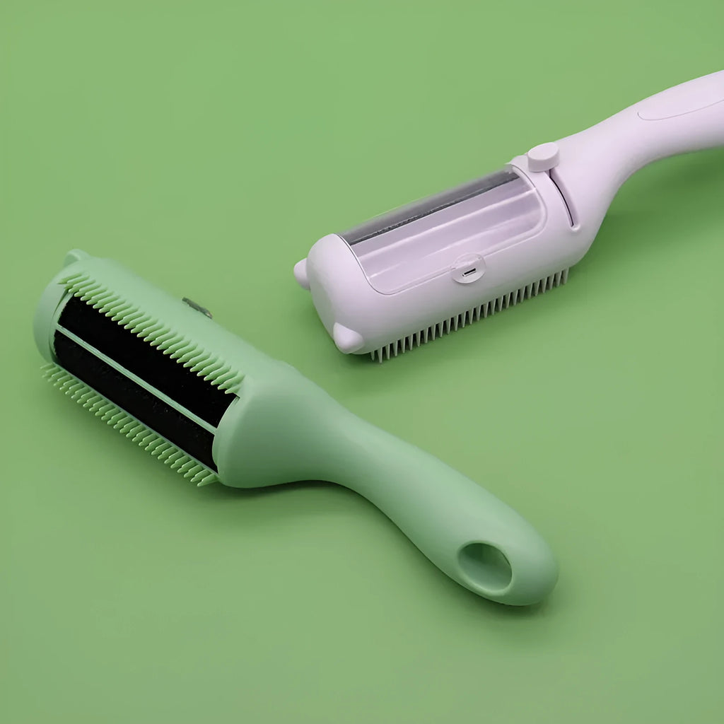 Two-in-one pet comb hair removal brush for dogs with ABS construction in white and green colour options