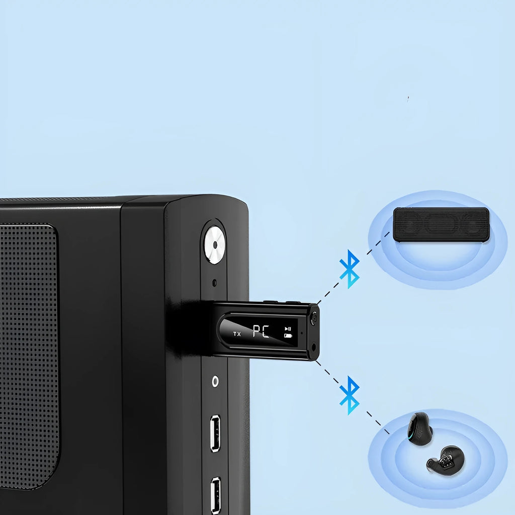 Black USB car FM Bluetooth receiver with USB and AUX interfaces for MP3 playback
