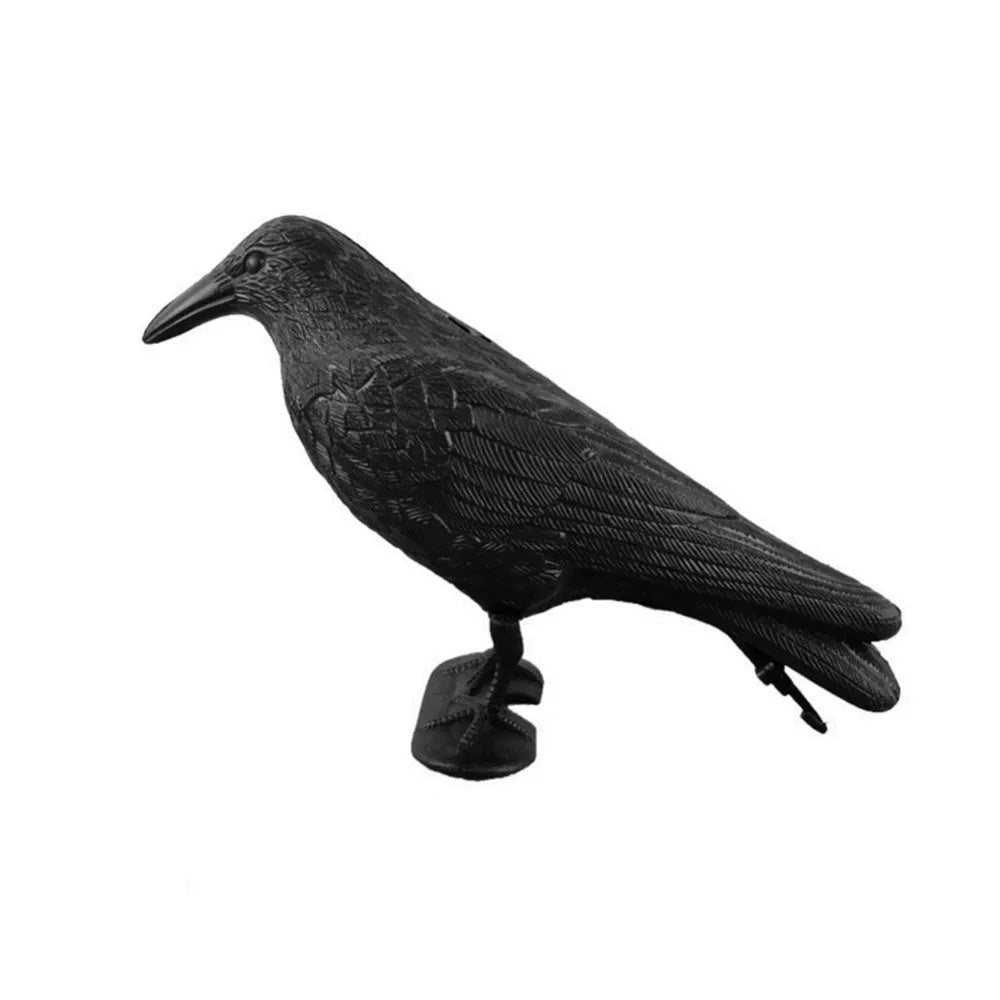 PE animal repeller decoy in owl and crow styles with owl 16 x 15 x 38.5cm and crow 38 x 12.5 x 23cm