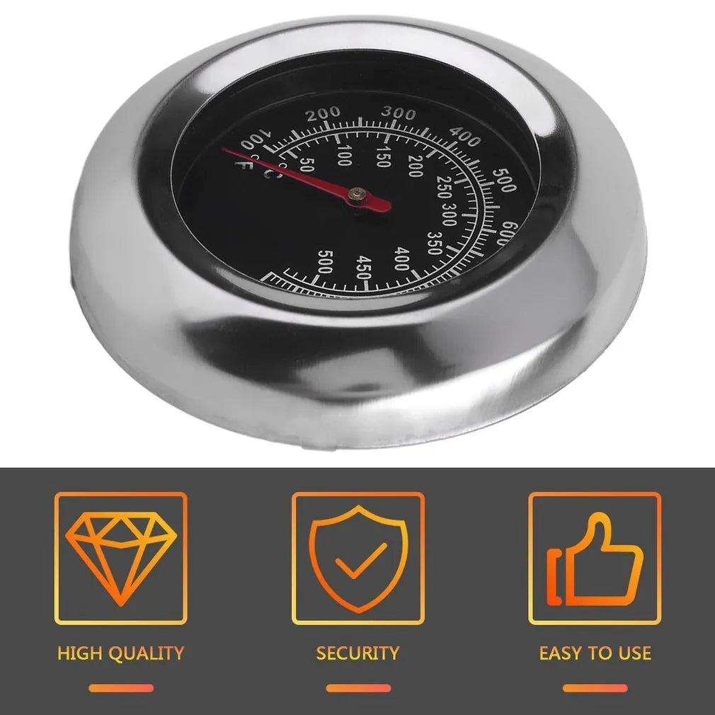 Stainless steel metal thermometer with 76mm dial and 6x39mm probe in steel colour