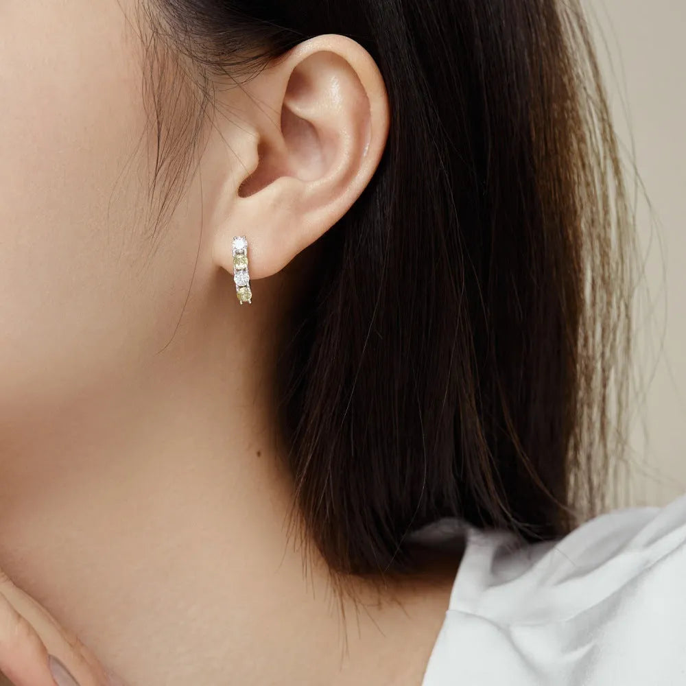 Silver zircon inlaid U-shaped geometric female earrings in 925 sterling silver with platinum yellow white diamond finish
