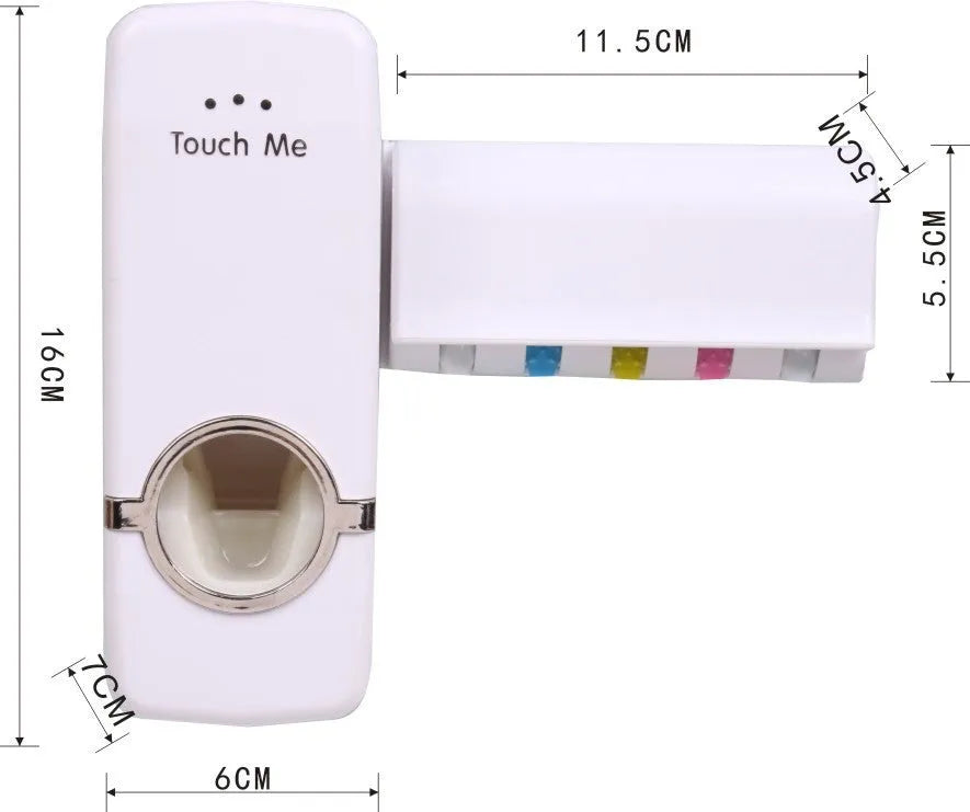 White adhesive plastic toothbrush holder set mounted on a smooth bathroom wall