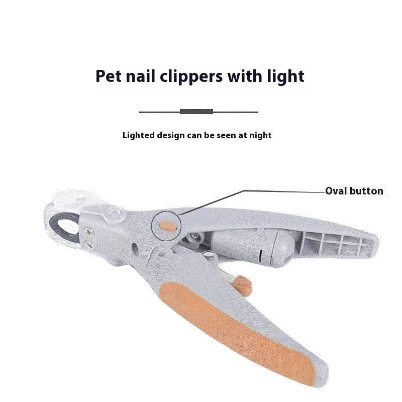 Dog nail trimmer with LED light and blood line indicator on blister card packaging