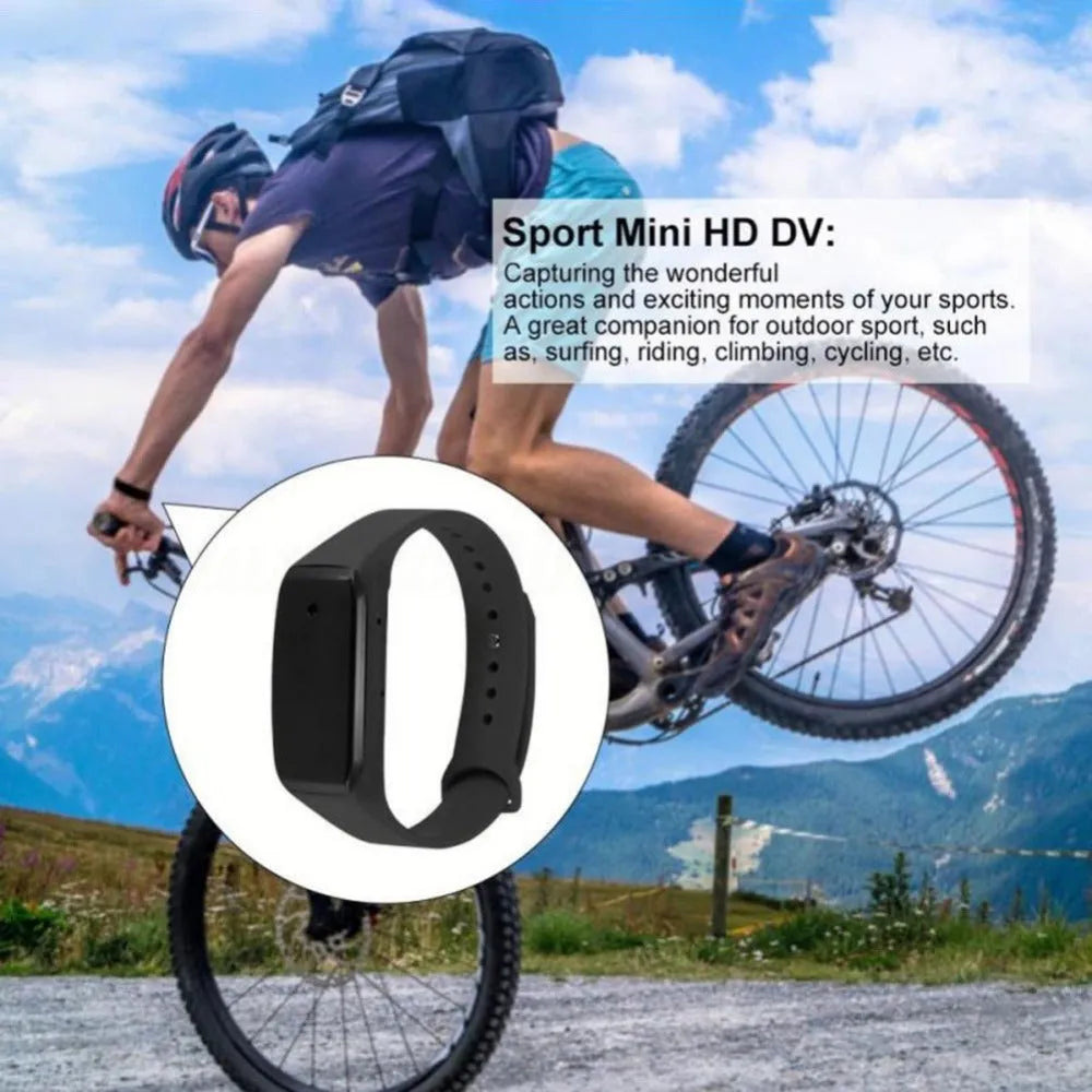 EDAL K18 black smart wristband wearable camera shown on a wrist, with HD 1080P recording.