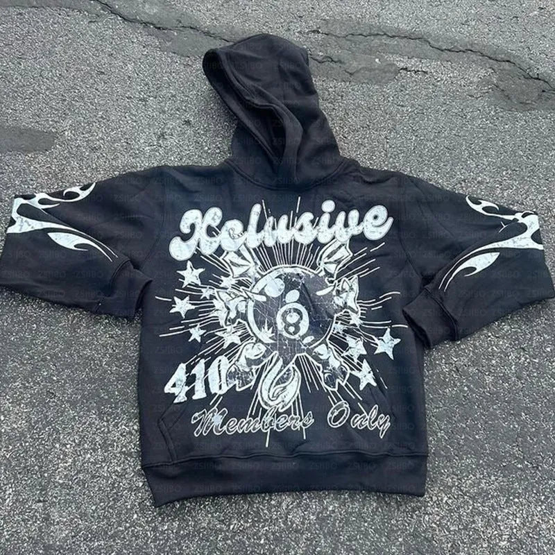 Loose street hipster pullover with personalised letter printing on the front in orange