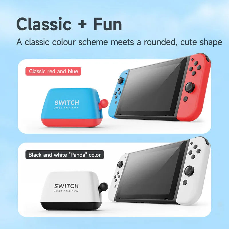 Green Switch game card storage box with a driver-style design on a table.