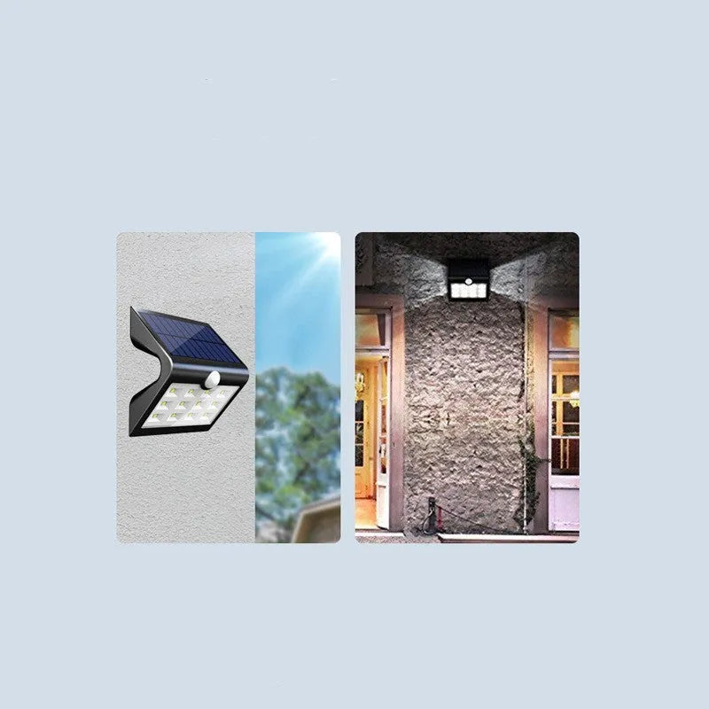 Solar yard light for outdoor garden and wall lighting with compact dimensions