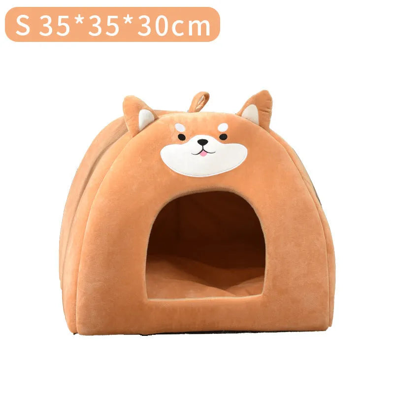 Machine washable cloth cat bed in three sizes for autumn and winter