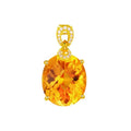New 8 karat natural citrine pendant in drop shape with copper base and yellow diamond finish