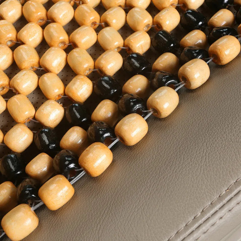 Breathable mesh car seat cushion for summer ventilation in beige colour on vehicle seat