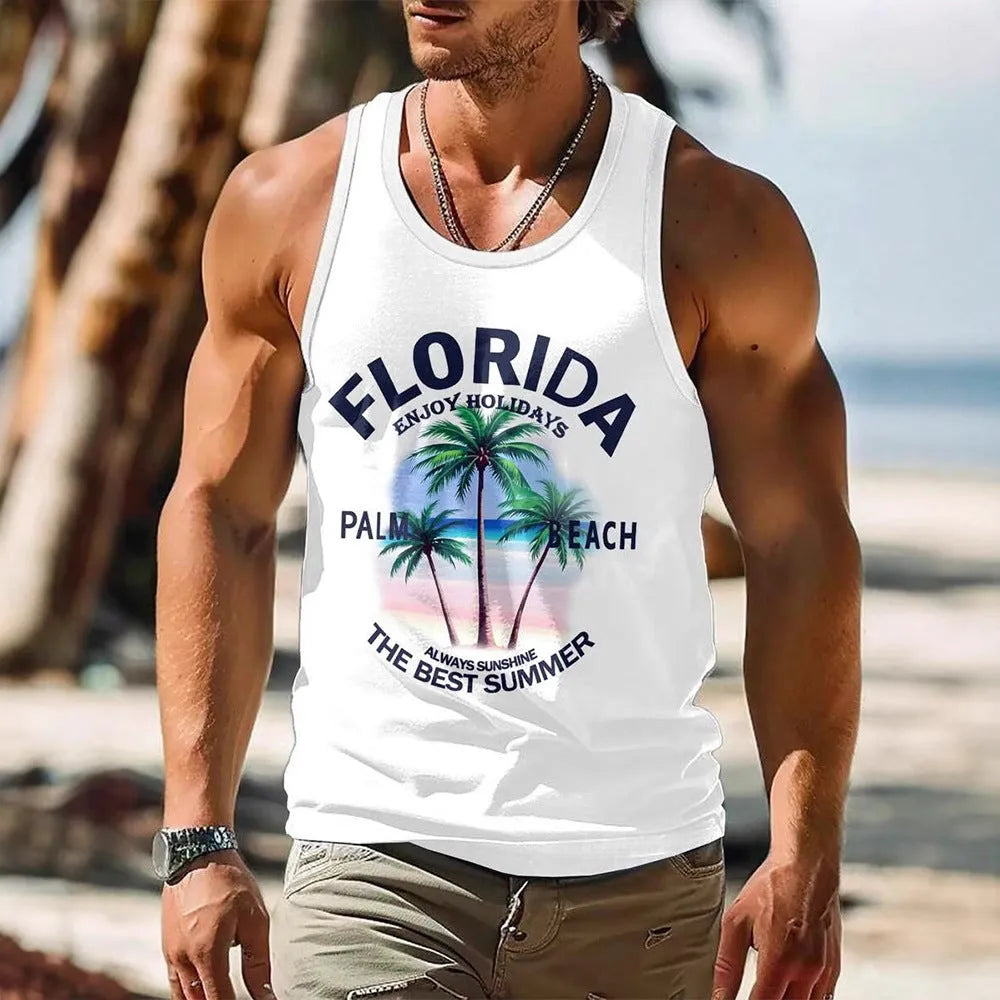 Men's solid colour sleeveless vest tank top in pinhole polyester fabric on hanger