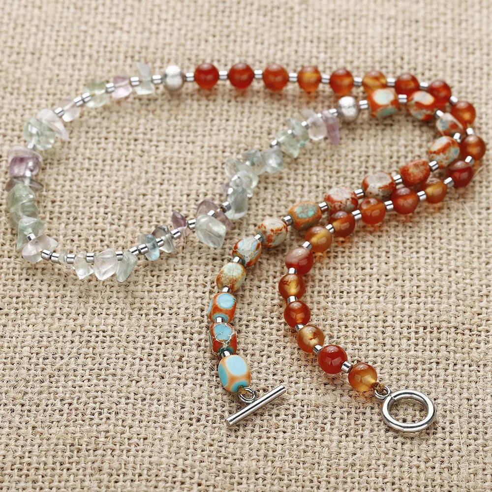 Hand-woven round agate beads bracelet in 3791 colour with geometric design and texture elements