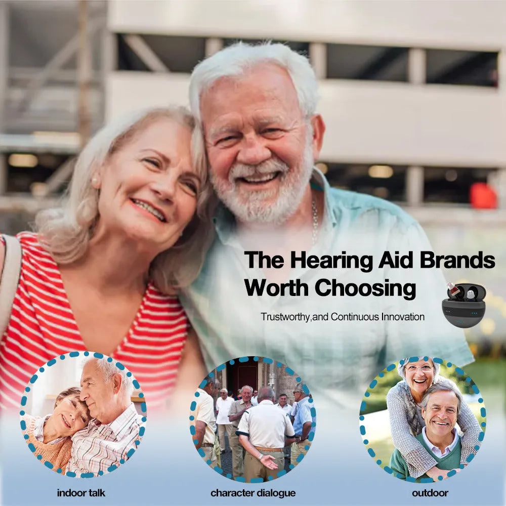 C700 digital in-ear hearing aid with charging case and accessories for severe hearing loss